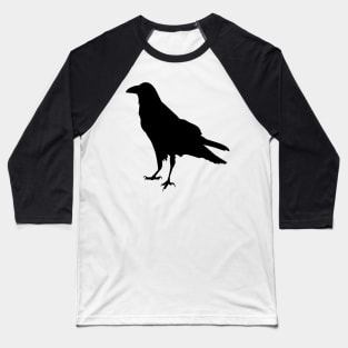 Black Raven Silhouette Illustration Crow Artwork Baseball T-Shirt